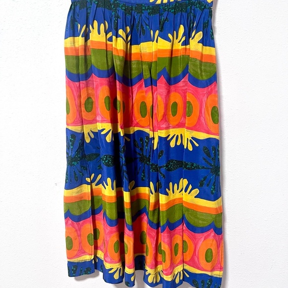 platinum by dorothy Schoelen Dresses & Skirts - VINTAGE Blue and Yellow Pleated Midi A-Line Skirt 8